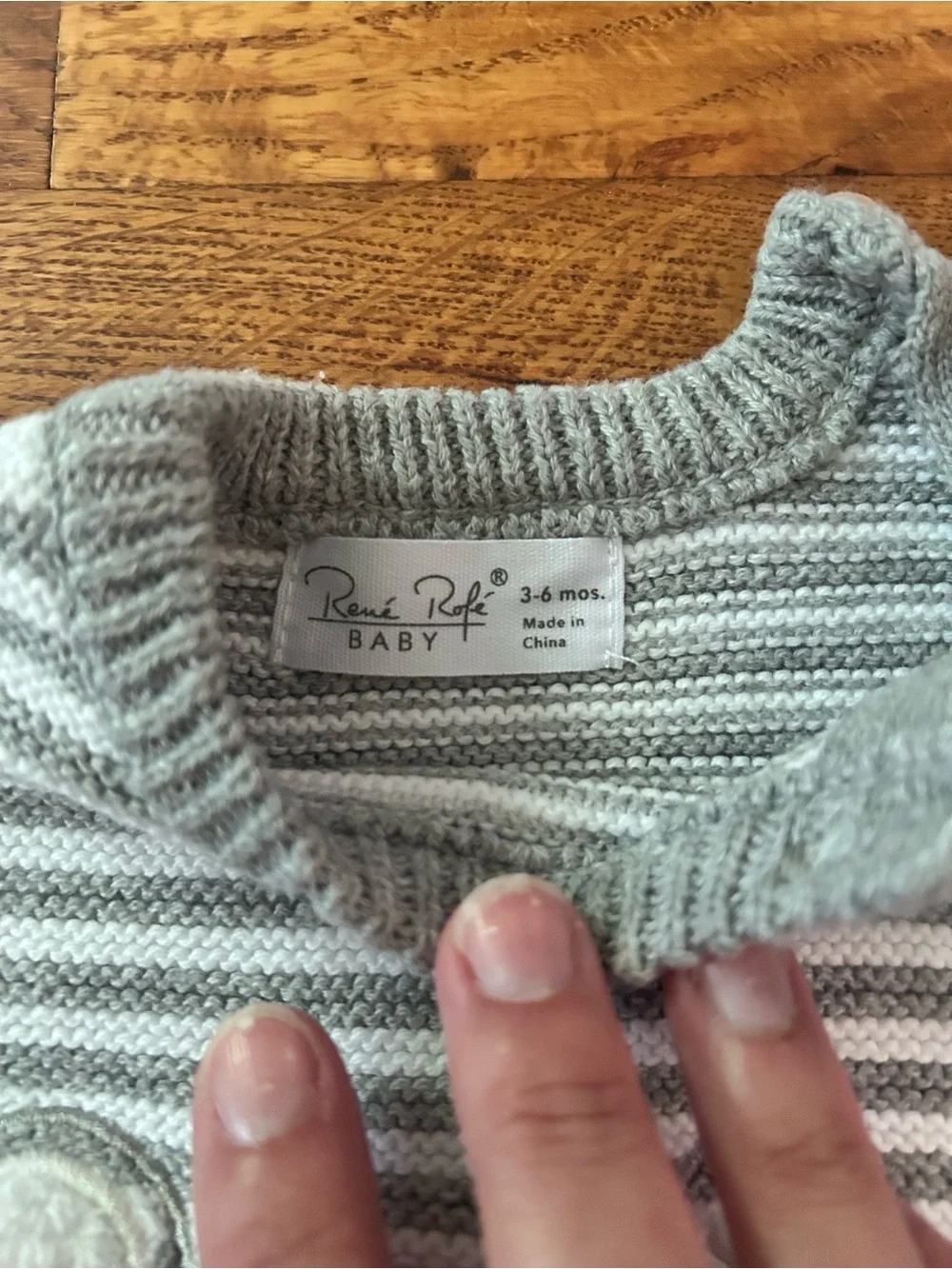 Rene Rofe Gray Striped Knit Bear Sweater & Pants Set